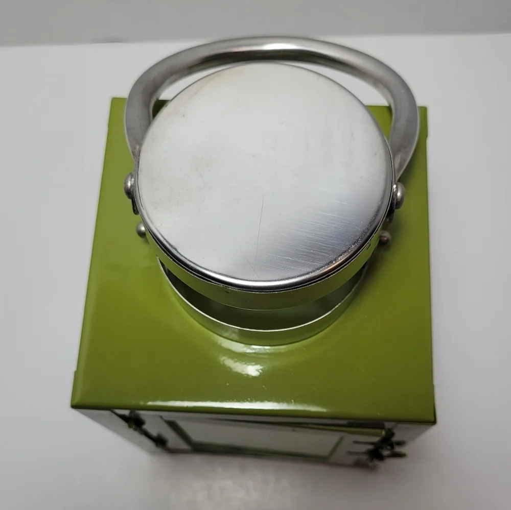 Chic Tropical Green Metal and Glass Lantern Unique and Rare Design